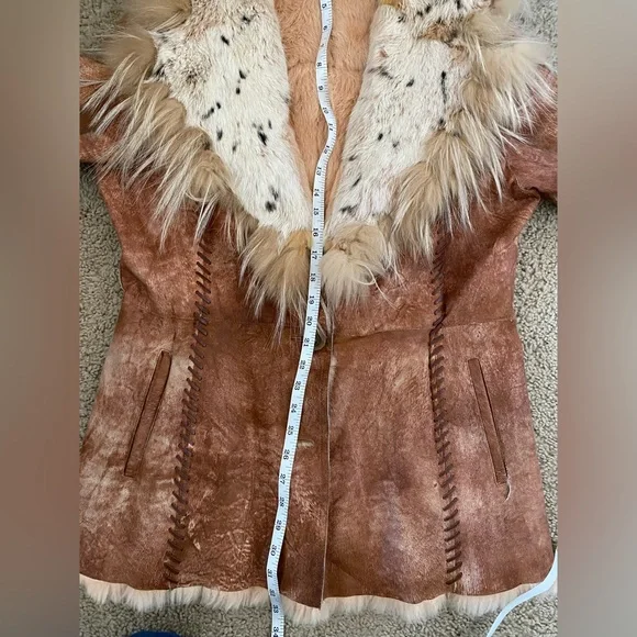 Vintage Montanelli Milano Genuine Leather Fur Coat Women's Coat L - Picture 5 of 7
